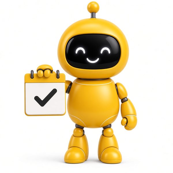 Robot amarillo con un calendario